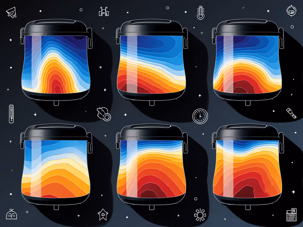 thermal maps of different rice cookers