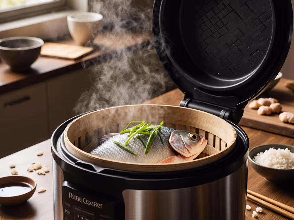 Rice Cooker Steamer Method for Ginger Fish